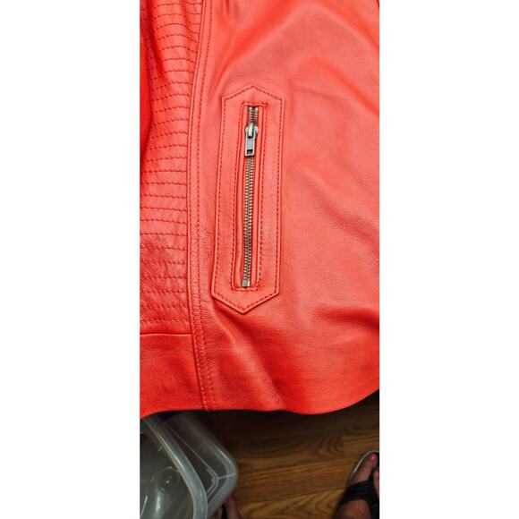 VTG Wilsons Leather Jacket Red Women's Size 3X Zip Front Zip Pocket & Sleeves - Picture 6 of 13